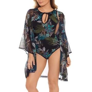 Amoressa Allanna Siracha sheer swimsuit coverup with floral print One Size / OS